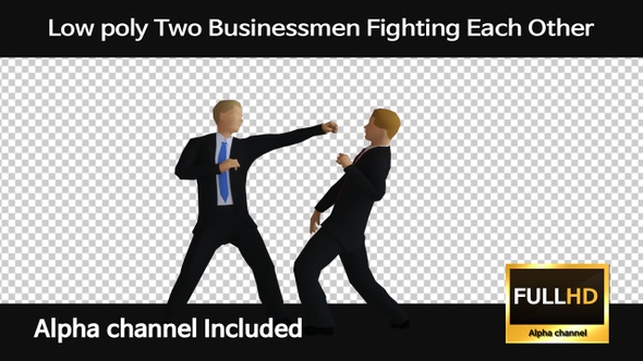 Low Poly Two Businessmen Fighting Each Other