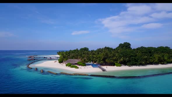 Aerial top view texture of luxury seashore beach time by blue ocean and white sand background of a d