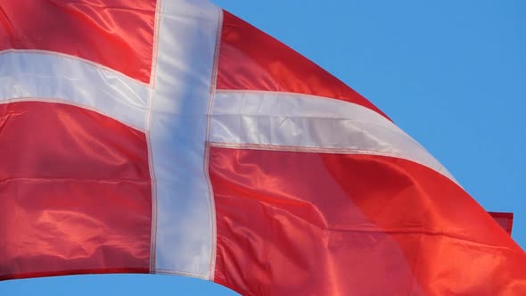 The national danish flag waving in the wind.