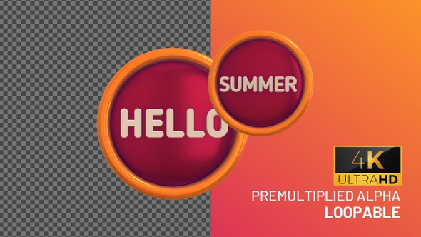 Hello Summer Bage Looping with Alpha Channel
