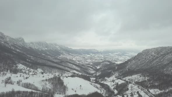 Mountain Veliki Krsh by winter day 4K drone footage