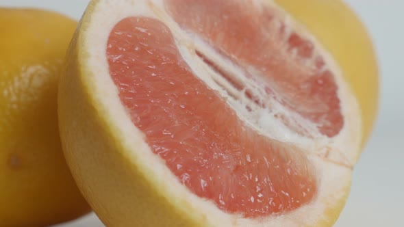 Sliced  grapefruit  Citrus paradisi fruit  close-up video
