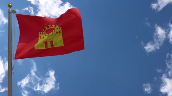 Merida City Flag (Spain) On Flagpole