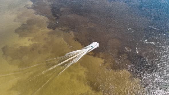 Famous Meeting of the Waters tourism landmark at Manaus Brazil.