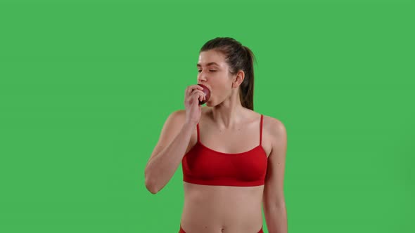 Green Screen Sporty Lady with Fruit