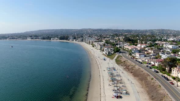 Aerial View of Mission Bay and Beaches in San Diego, California. USA