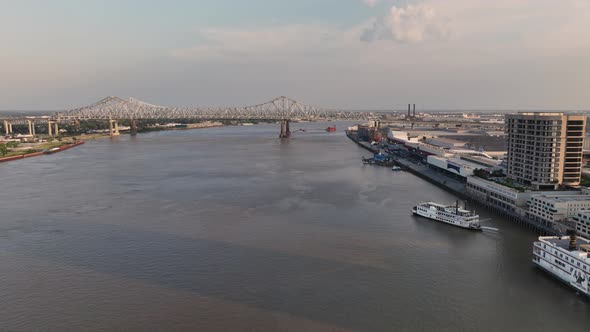 Aerial view of the Mississippi River Bridge in New Orleans