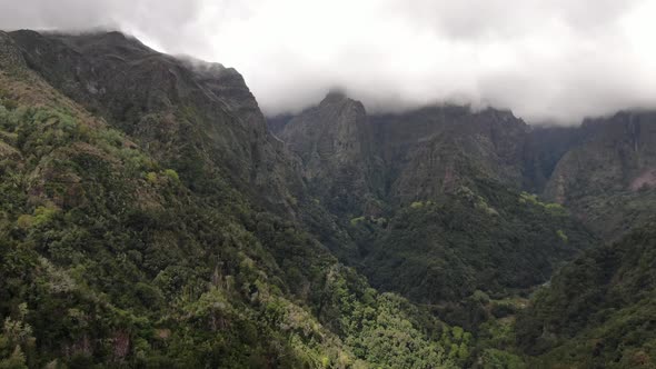 Drone in the mountains of Madeira, Portugal