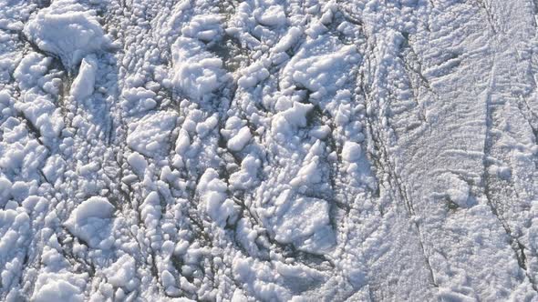 Top View of the Frozen Sea Ice Float in the Water