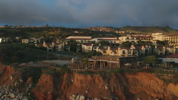 Rotary drone view in sunset moment near in Palos Verdes Estates, California. ( DJi Spark Drone foota