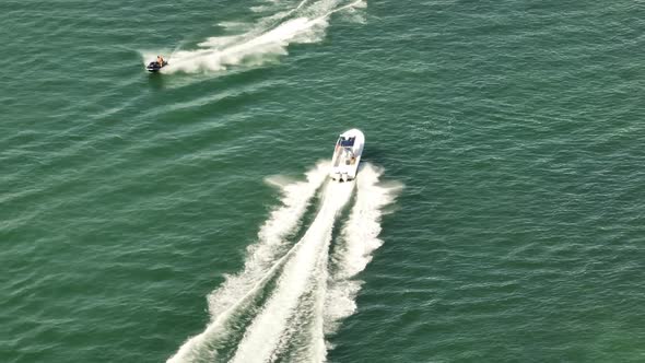 Fishing boat fast in the water