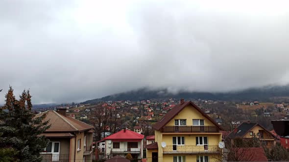 Timelapse of Polish mountains and clouds gusing through mountains