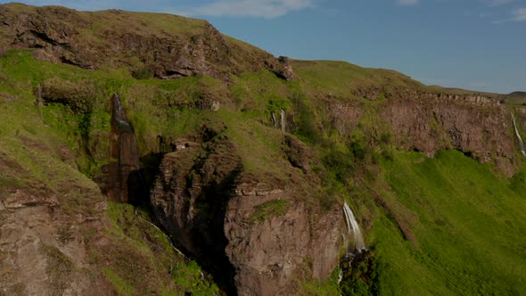 Aerial View of Amazing Mossy Highlands in Southern Iceland