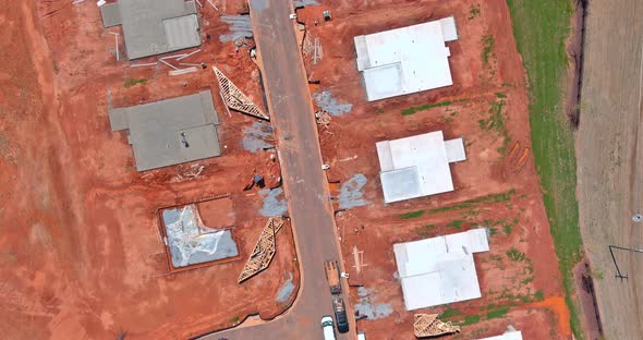 Concrete Foundation Work of New Housing Construction Site