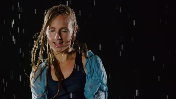 Beautiful Female Hip Hop Dancer In The Rain