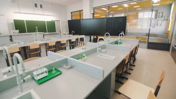 Equipped Workplaces for Students in School Chemistry Class