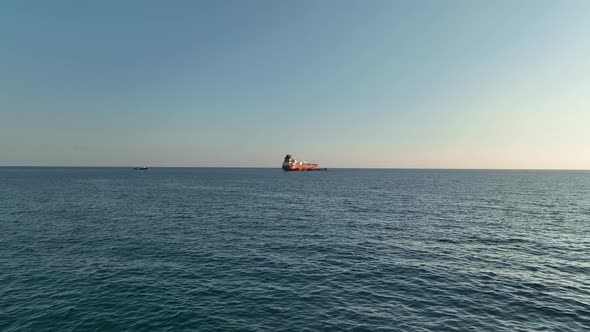 A gas tanker is at sea aerial view 4 K Turkey Alanya