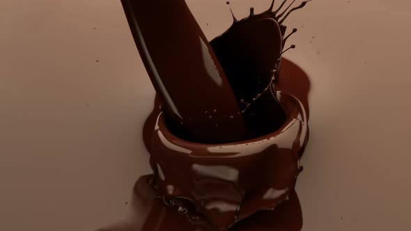 Super Slow Motion Shot of Pouring Melted Chocolate at 1000 Fps