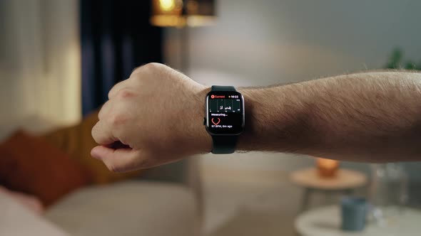 Man Using Smartwatch Closeup