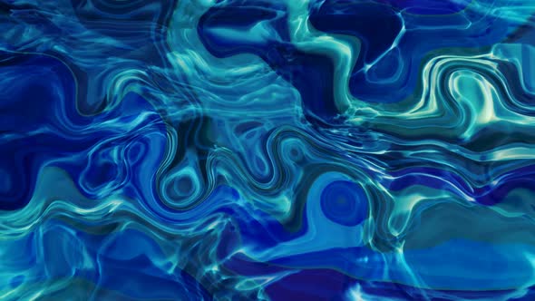 Blue Cyan Color Holographic Wavy Marble Liquid Animation