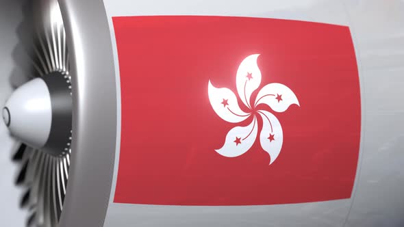 Airplane Turbine with Flag of Hong Kong alt