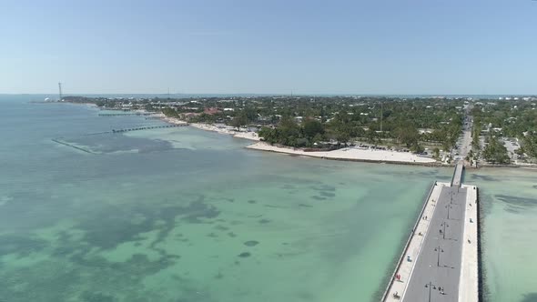 Aerial view of the a pontoon in the ocean