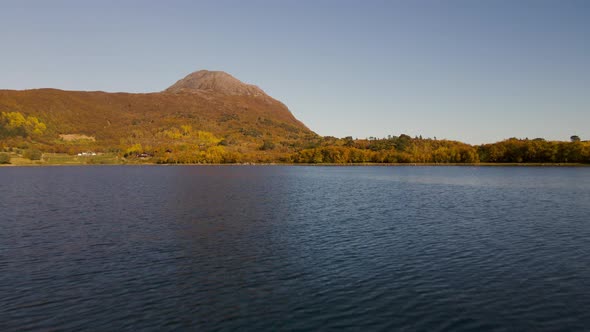 View From Norwegian Sea Of Scenic Senja Island In Troms og Finnmark, Norway During Autumn. wide