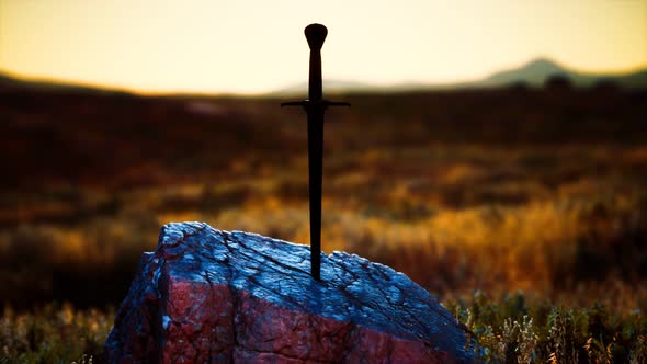 Famous Sword Excalibur of King Arthur in the Rock alt