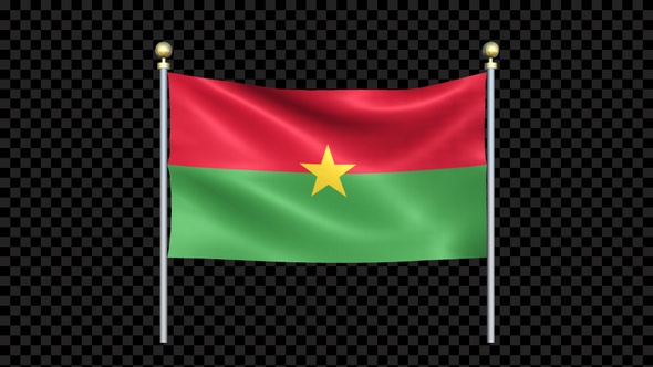 Flag Of Burkina Faso Waving In Double Pole Looped