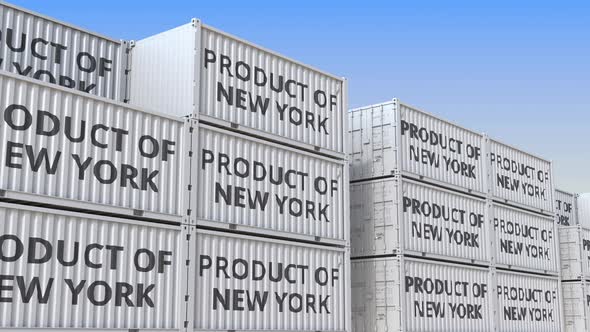 Containers with PRODUCT OF NEW YORK Text