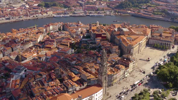 Porto in Portugal, aerial drone cityscape view 4k