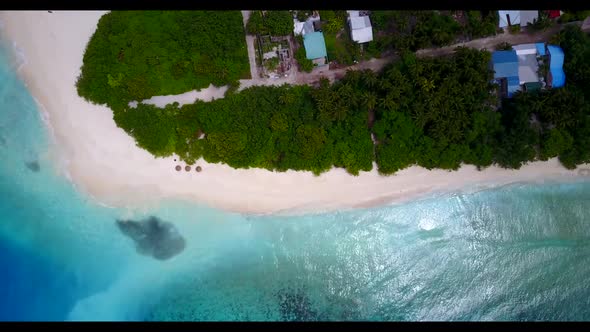 Aerial drone abstract of perfect sea view beach time by transparent lagoon with white sandy backgrou