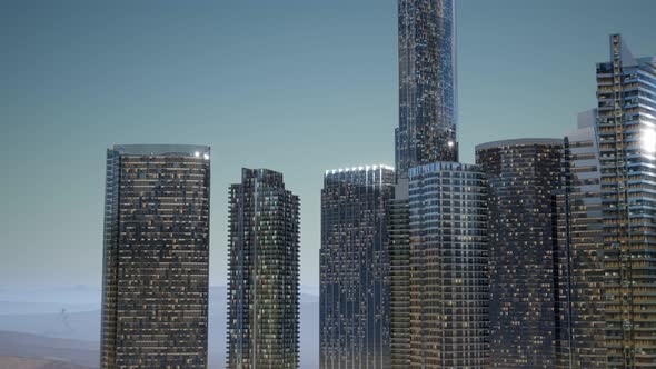 City Skyscrapers at Night in Desert alt