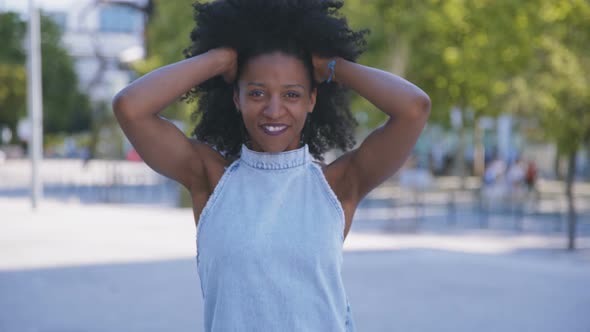 Woman Correcting Hair, Sending Kisses, Showing Love Sign