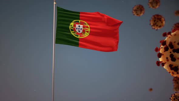 Portugal Flag With Corona Virus Attack 4K alt