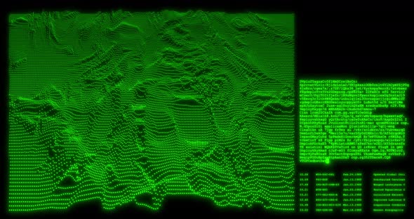 Abstract Background with Animation of Growing Diagrams and Program Code on a Computer Screen