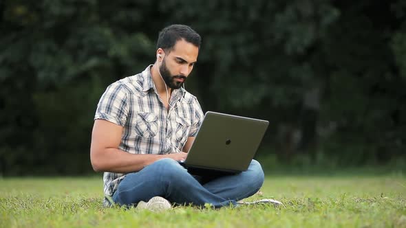 Man Works in Park