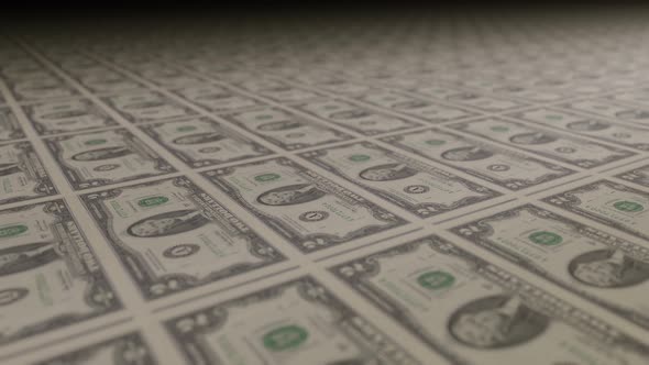 2 dollar bills on money printing machine.