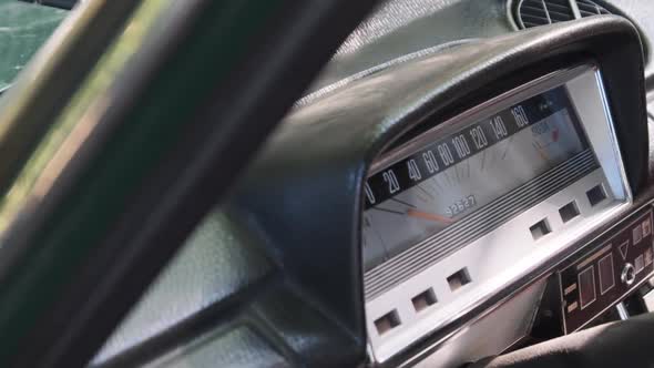 Car Retro Dashboard. Vintage Retro Speedometer and Instrument Panel of Old Car