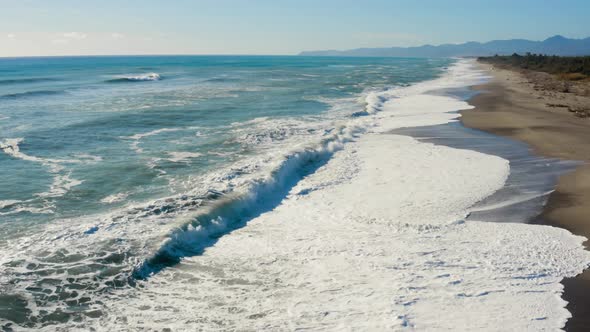 Aerial view of a rough sea 