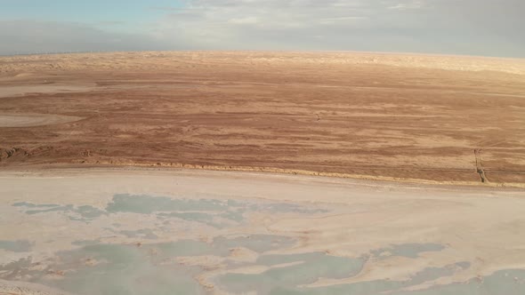 Salt lake with wide flatlands background