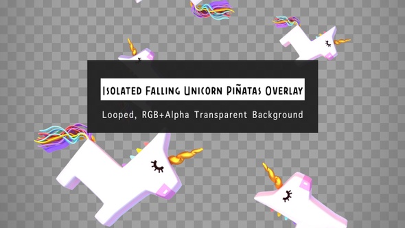 Isolated Falling Unicorn Pinatas Overlay