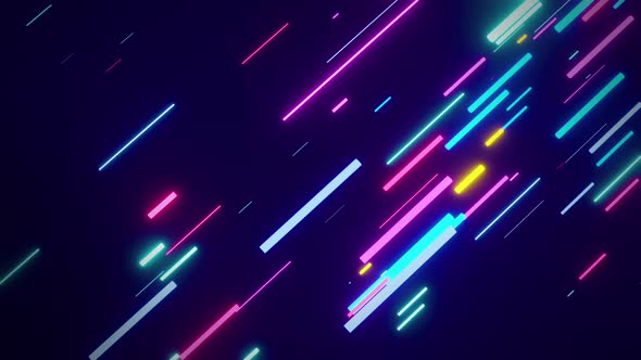 Rounded neon multicolored, looped animation, glowing horizontal lines