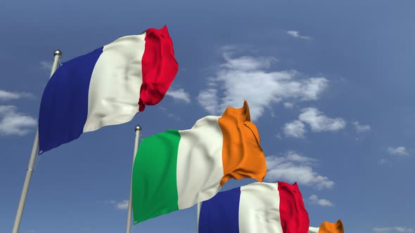 Flags of Ireland and France at International Meeting