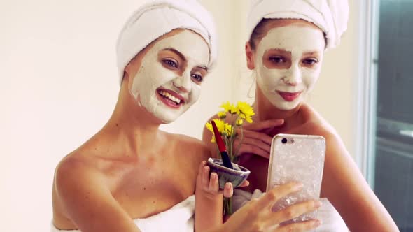 Beautiful Woman Having a Facial Treatment at Spa