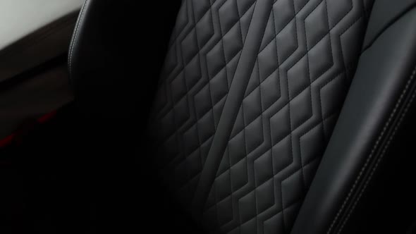 Black Leather Seats with White Stitching in a Premium Sports Sedan