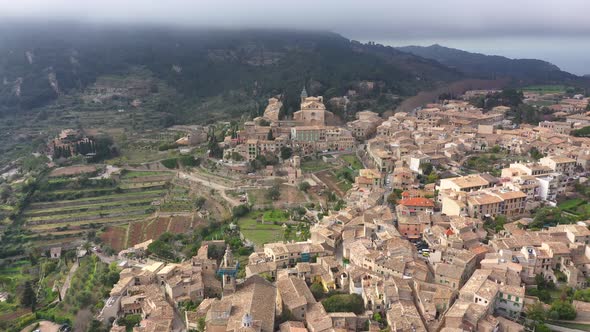 Aerial view of the old resort town Valldemossa