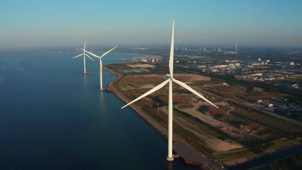 Aerial View of the Wind Turbines