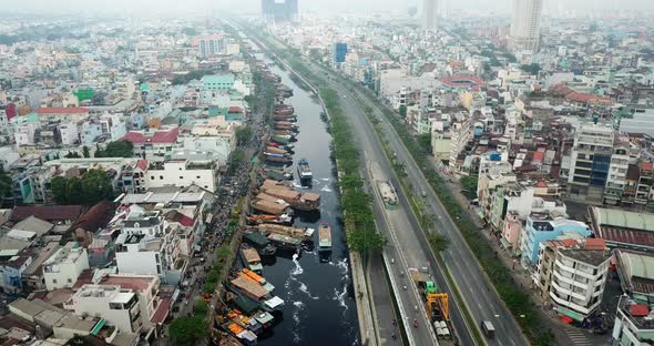 Aerial View of Vietnam City (saigon) Full Color 4 K