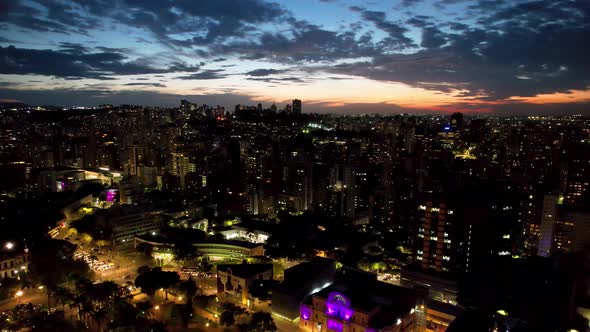 Sunset aerial view of historic centre of downtown Belo Horizonte Brazil